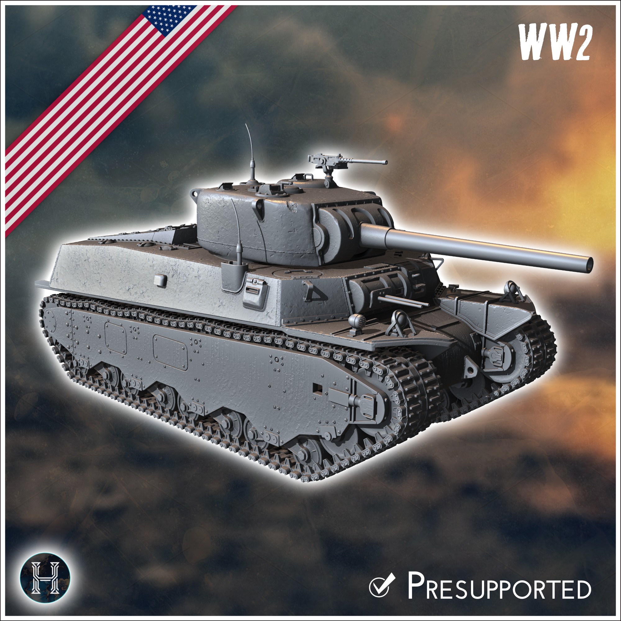 M6A1 Heavy Tank (combat damaged version) - USA US Army Western Front Normandy Africa Bulge WWII D-Day